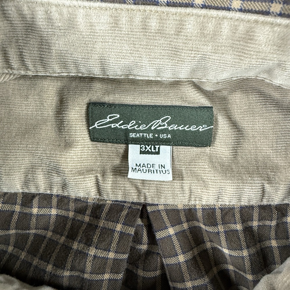 Eddie Bauer Long Sleeve Button Up Shirt 3XLT Brown Plaid Wrinkle Free‎ Relaxed - Picture 4 of 5